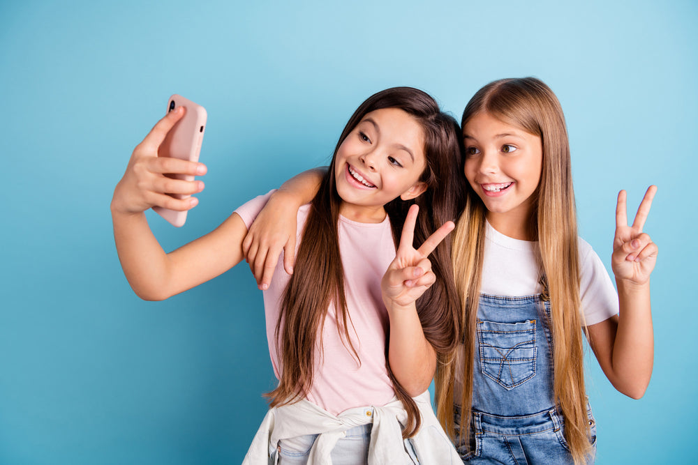 Happy tween girls